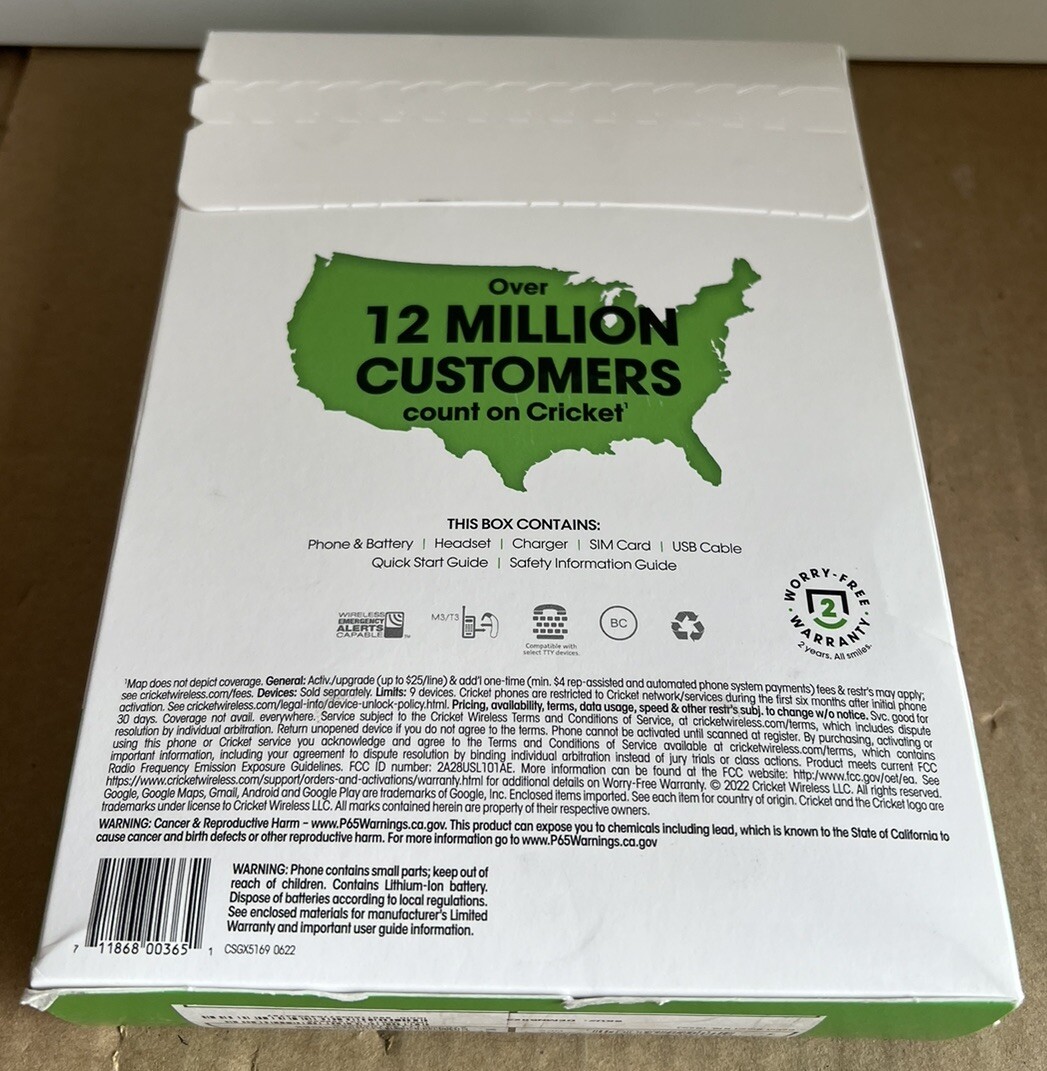 NEW SEALED Cricket Wireless Debut 32GB 5.5 HD Prepaid Green Frost Smartphone