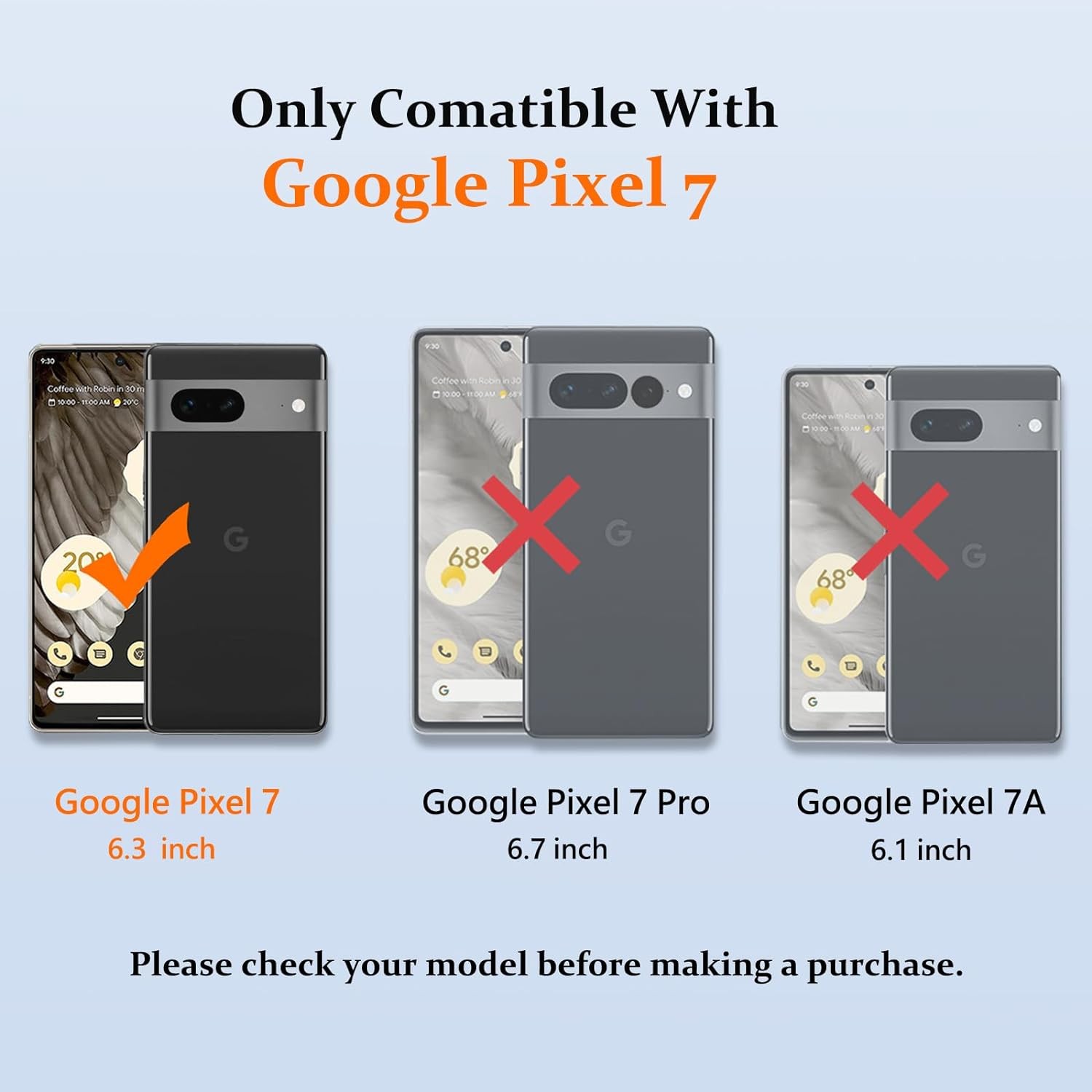 for Google Pixel 7 Case with Camera Lens Cover, HD Screen Protector, Red