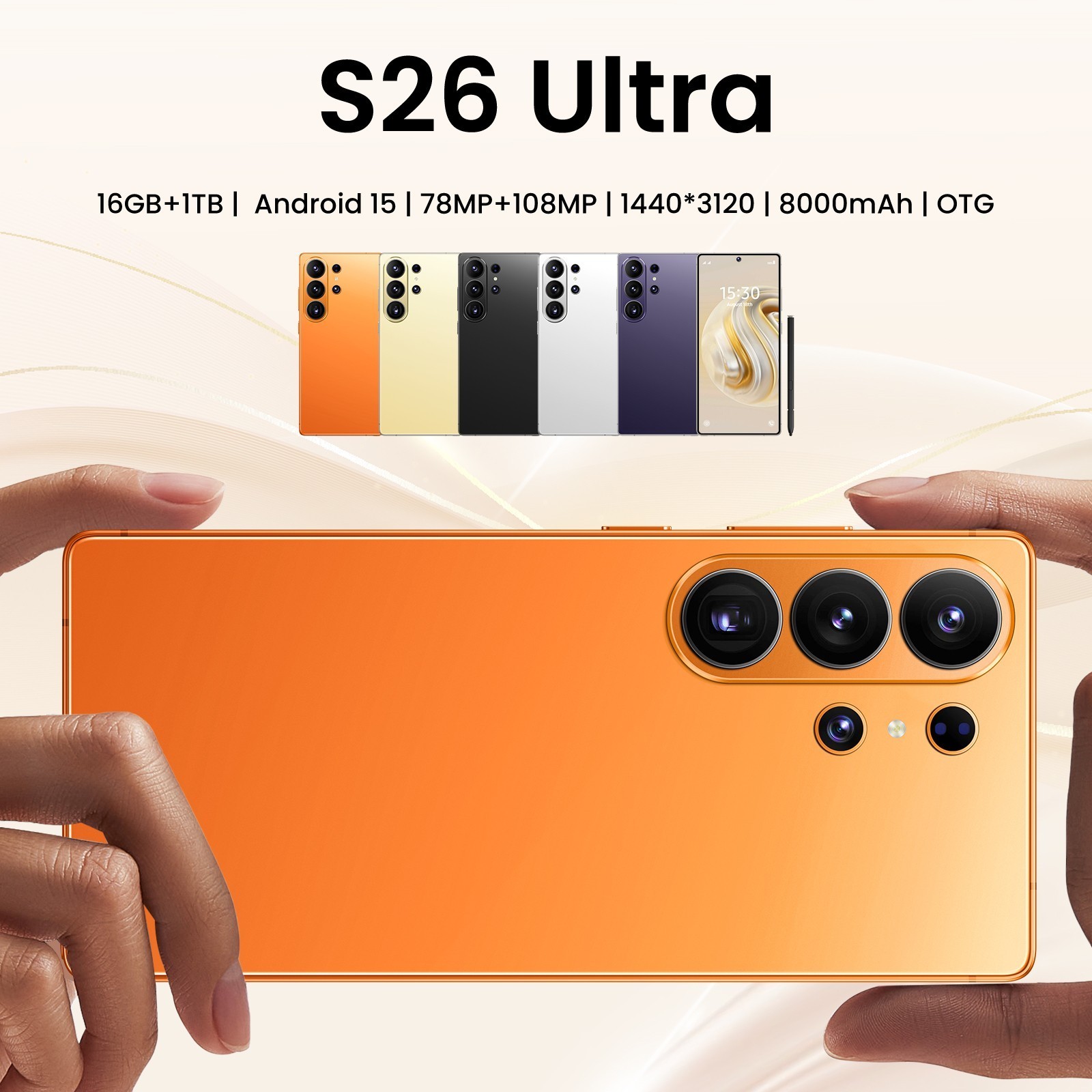S26 Ultra 5G Smartphone 6.8 inch Unlocked Android 15 16G + 1TB Cellphones