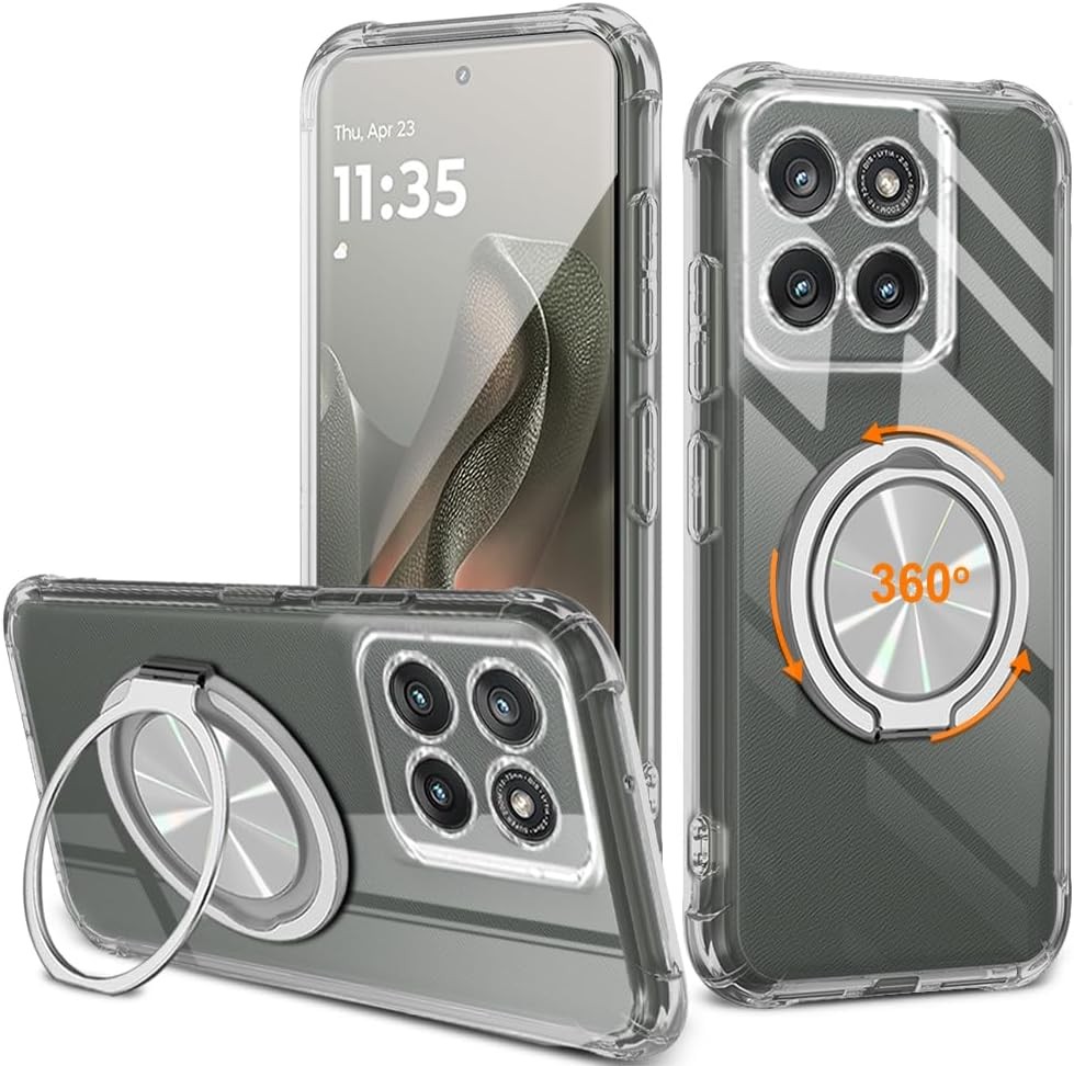 1. For Motorola Moto Edge 2025 Case, 360° Rotatable Ring Holder Kickstand Shockp