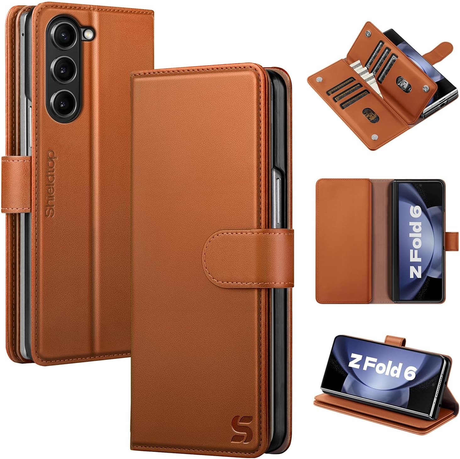 Samsung Galaxy Z Fold 6 Wallet Case with Card Holder, RFID Blocking PU Leather F