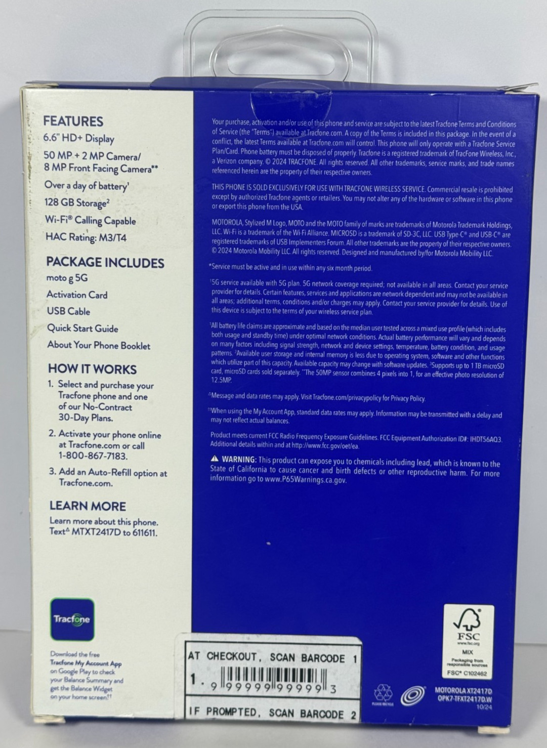 Tracfone Motorola Moto G 5G 2024 128GB XT2417D 6.6″ (Carrier Locked) – OPEN BOX