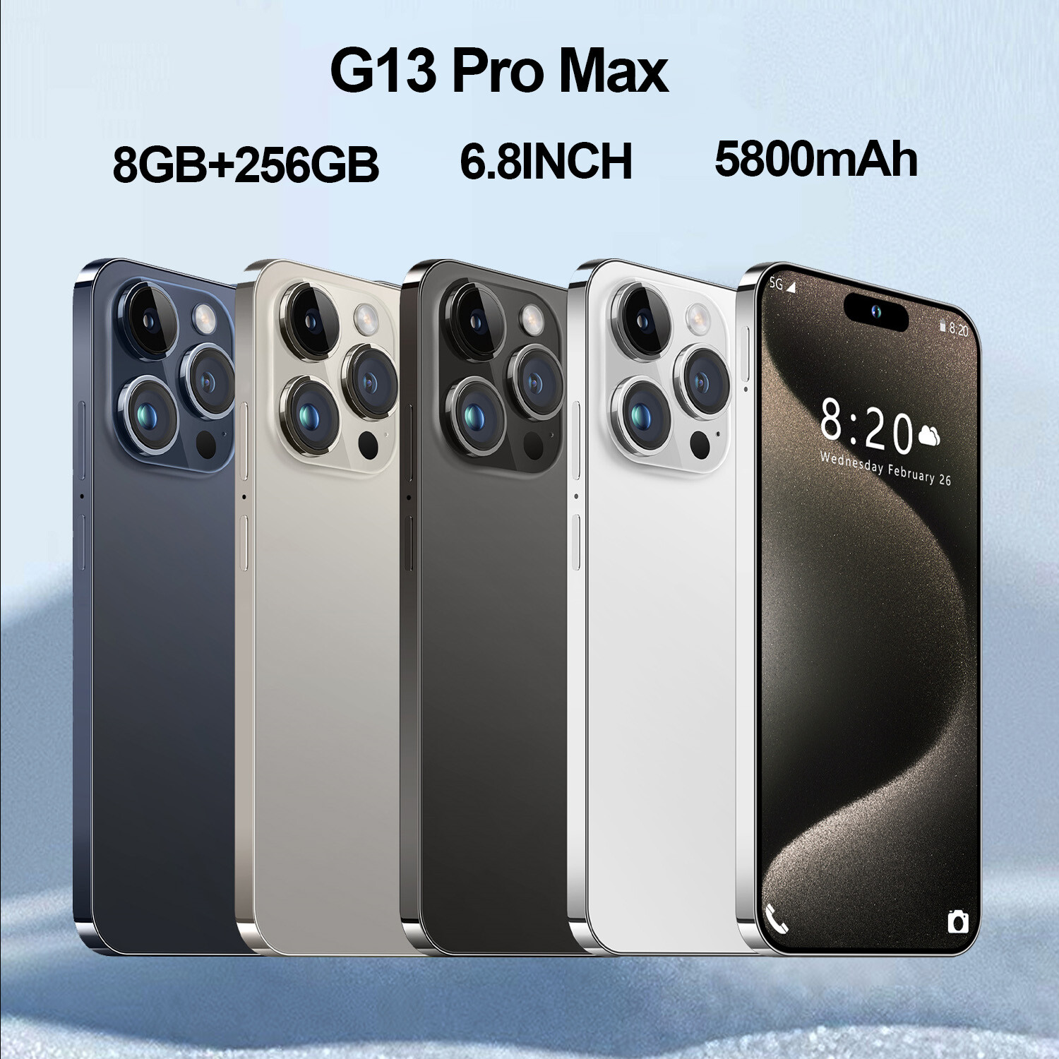 Unlocked Smartphone G13 Pro Max 5G DualSIM 256GB Cell Phone Android 11 5800mAh