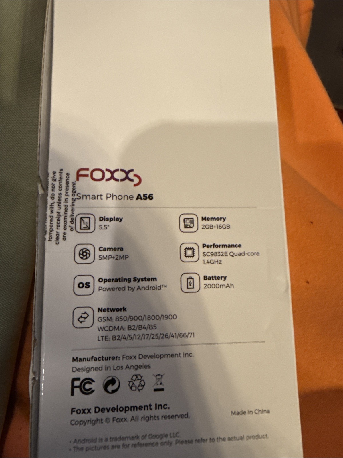 FOXXD Unlock A56 Smartphone: 5.5-inch Screen 2GB RAM + 16GB Storage 2MP Camera