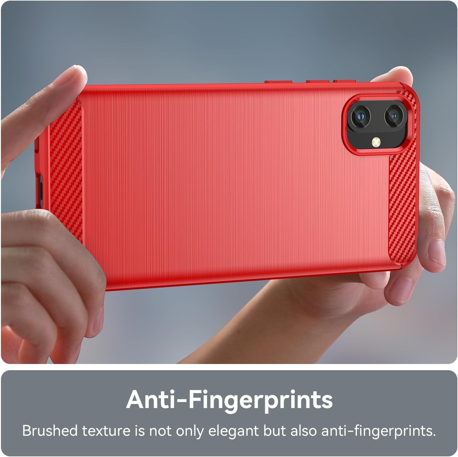 Samsung Galaxy A05 Phone Case, Shockproof Carbon Fiber Jacket, Soft TPU, Red