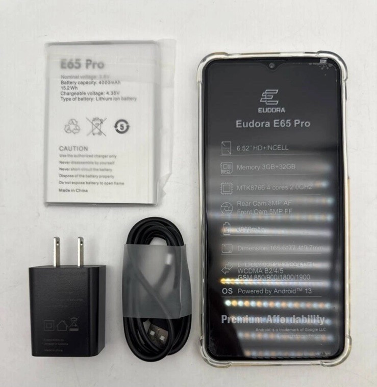 Eudora E65 Pro 32GB Smartphone 4G Android Unlocked 6.52″ 8MP ATT T-Mobil Verizon