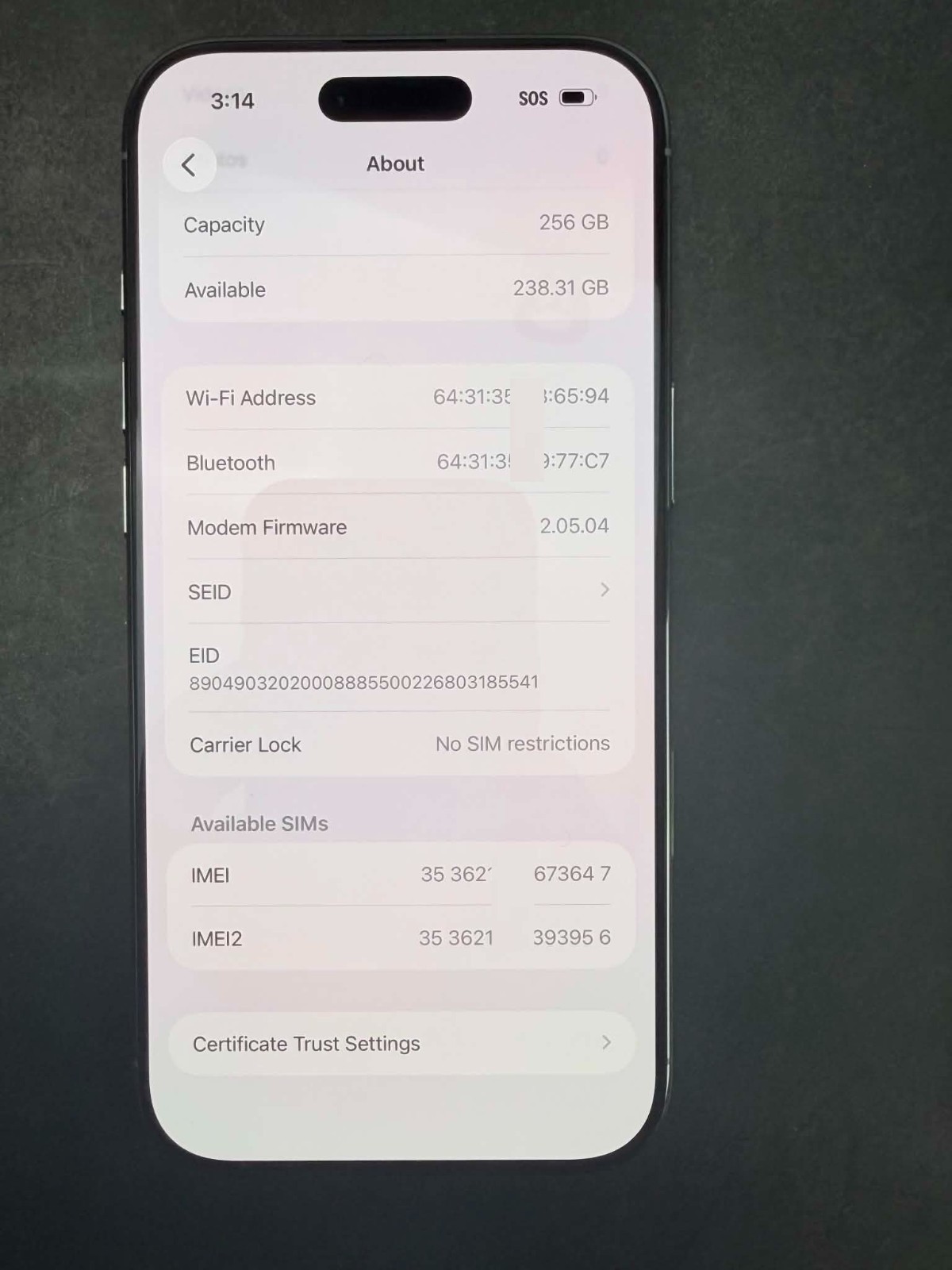 Apple iPhone 17 Air A3260 256GB Unlocked Min Condition Battery 100%