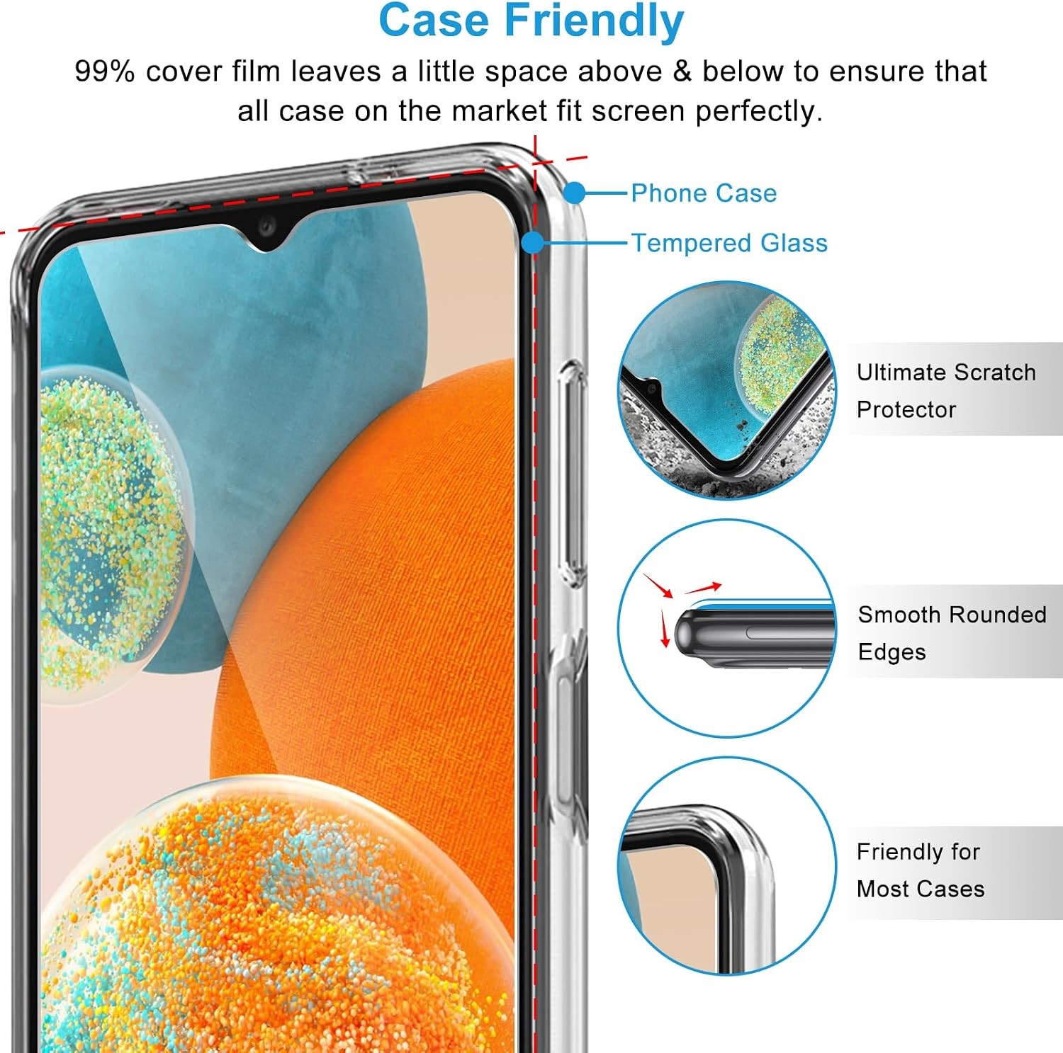 3PCS Screen Protector for Samsung Galaxy A23 6.6 Inch Tempered Glass Anti Scrat