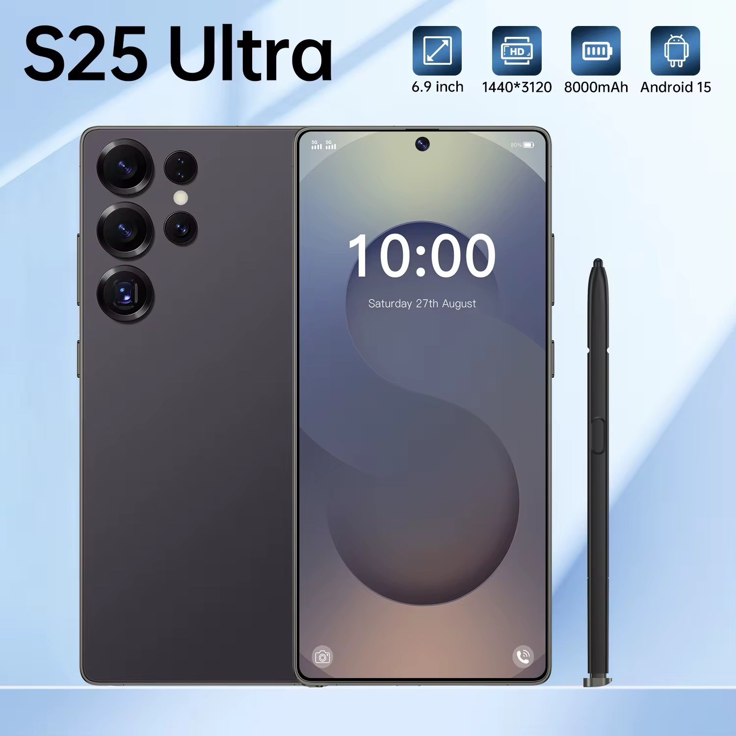 S25 Ultra Black Unlocked 5G Android 15 16GB RAM 16GB 108MP 6.9 Inch