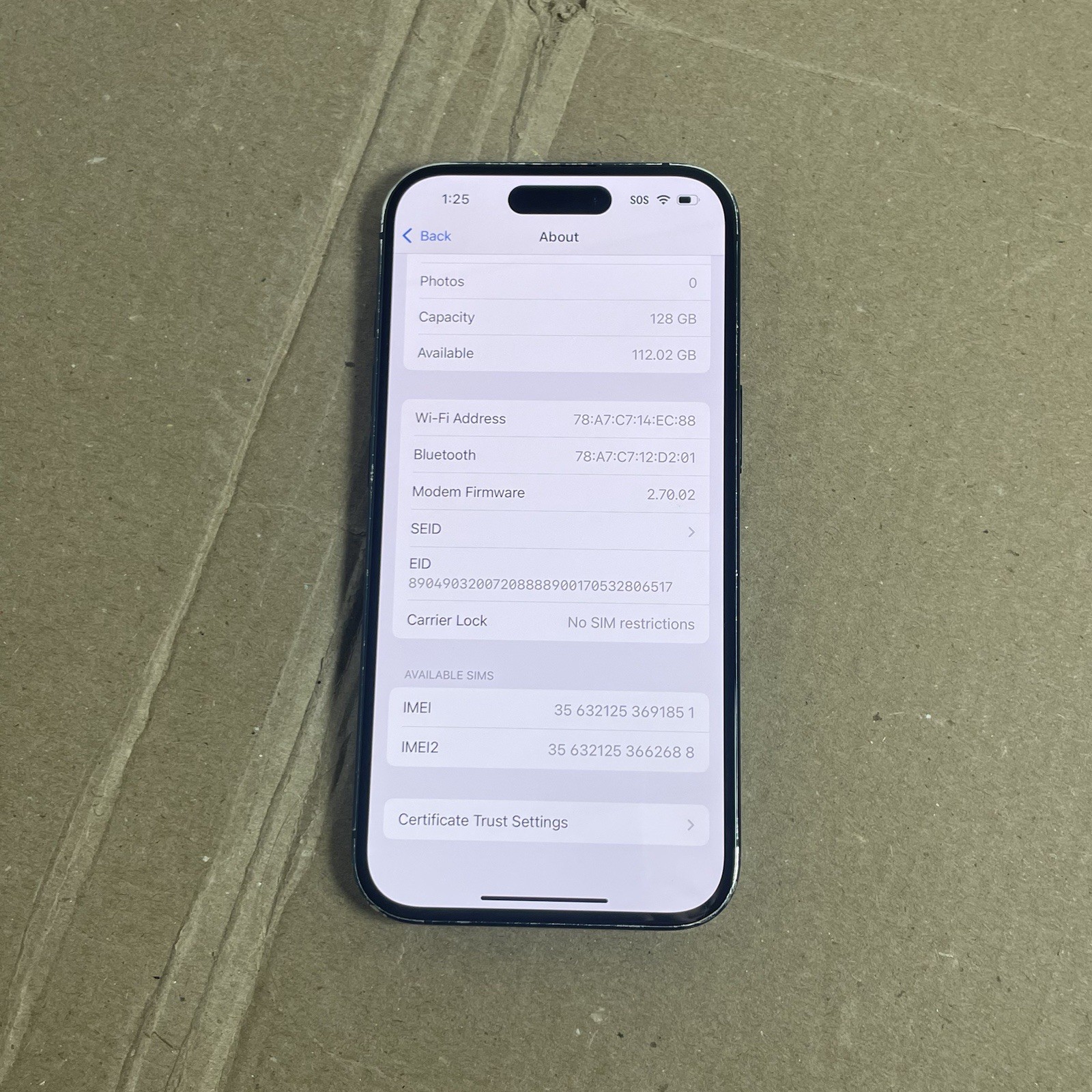 Factory Unlocked Apple iPhone 15 128GB Black MTLV3LL/A