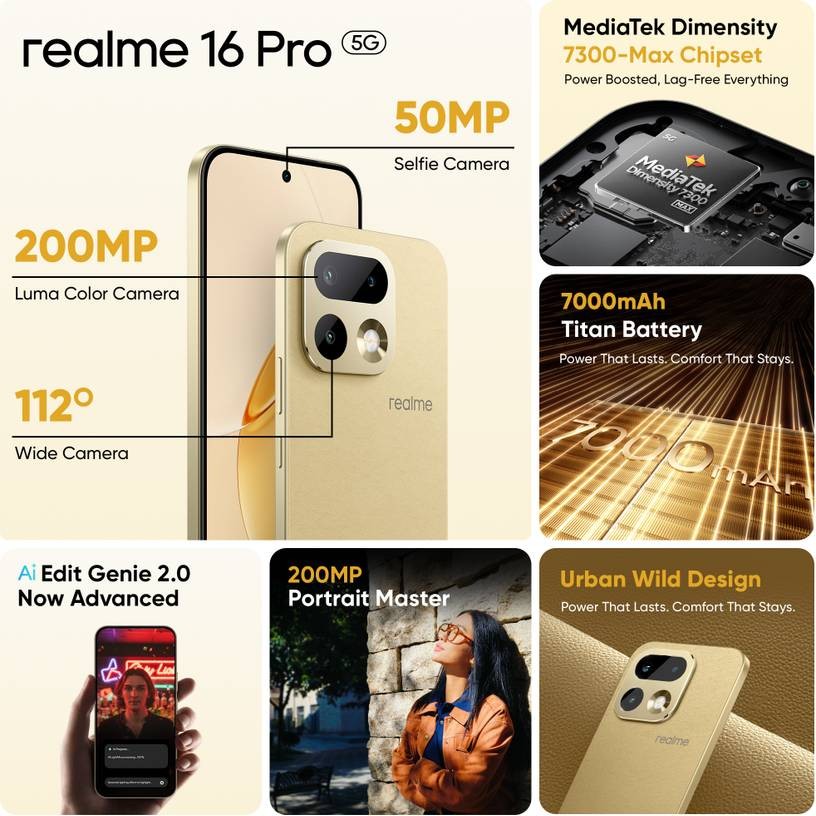 realme 16 Pro 5G Factory Unlocked 8GB RAM 128GB Storage Global Version