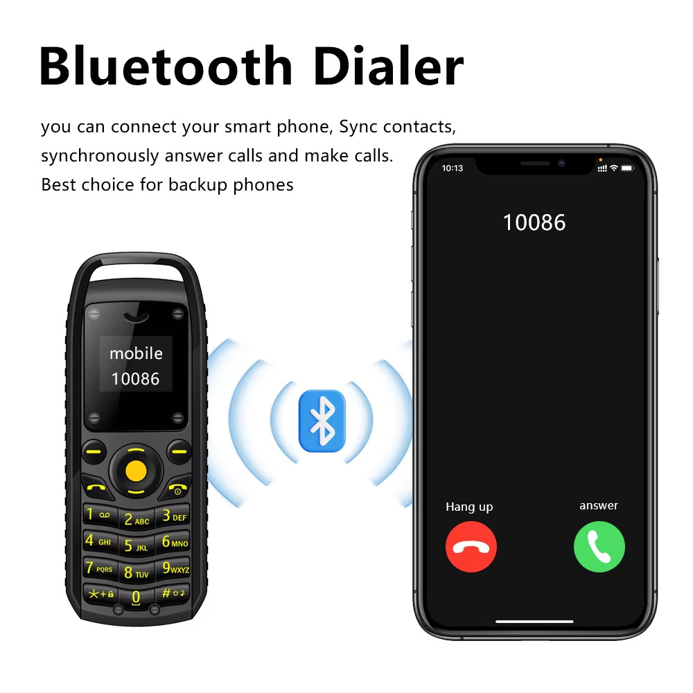 B25 Button Mini Mobile Phone 2 SIM Standby Bluetooth Dialing Surround Wear Black