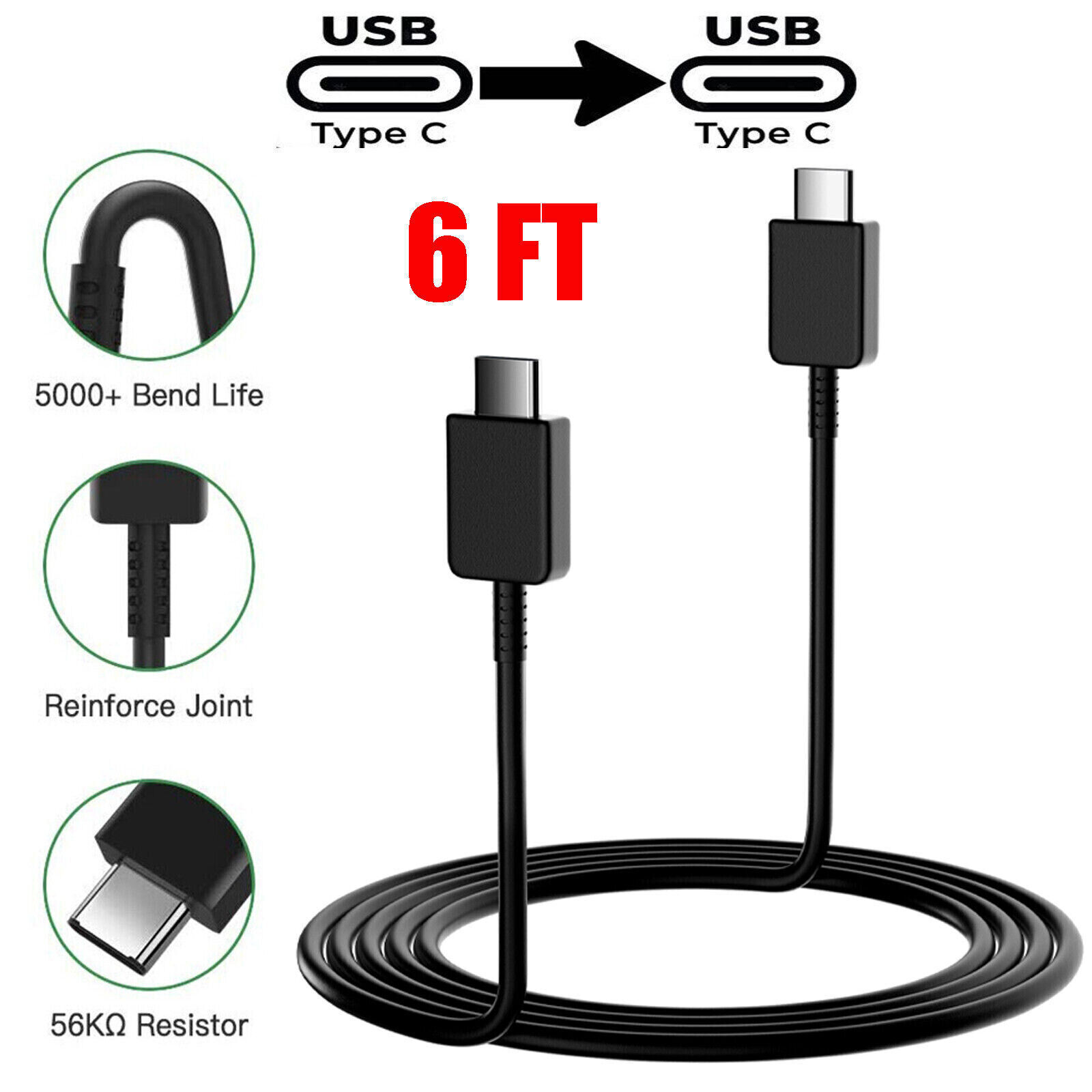 45W Super Fast Wall Charger Adapter + 6FT Cable For Samsung Galaxy S23 S22 S21 +