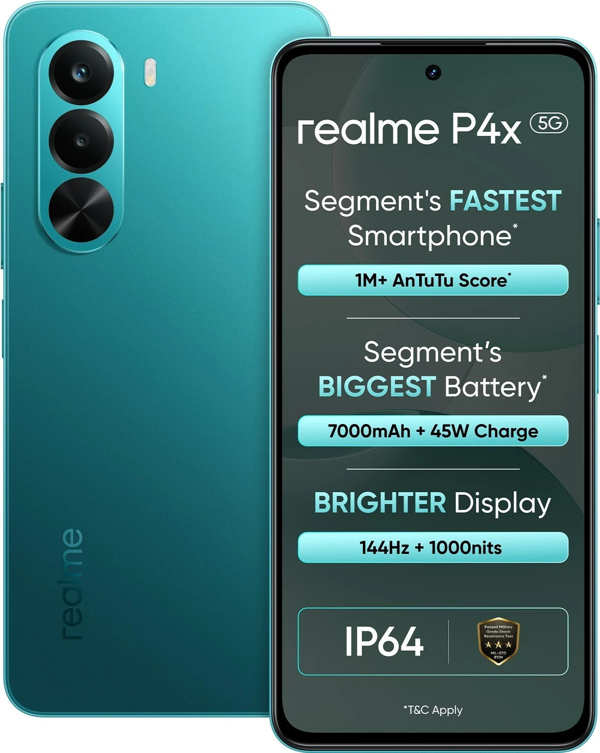 realme P4x 5G Green 6GB RAM 128GB Factory Unlocked Global Version Smartphone