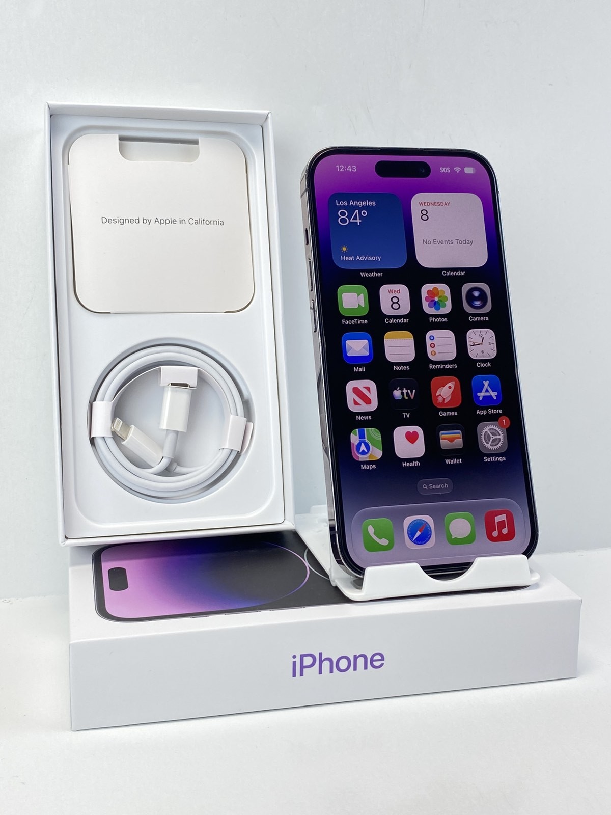 Apple iPhone 14 Pro A2650 128GB Deep Purple 98% battery health Unlocked