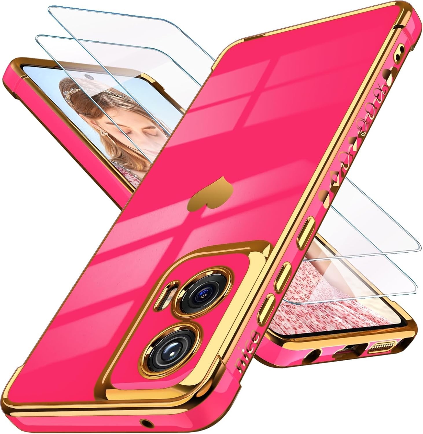 for Motoro Moto-G-Stylus-5G-2024 Case with 2X Screen Protector, Cute Soft Cover