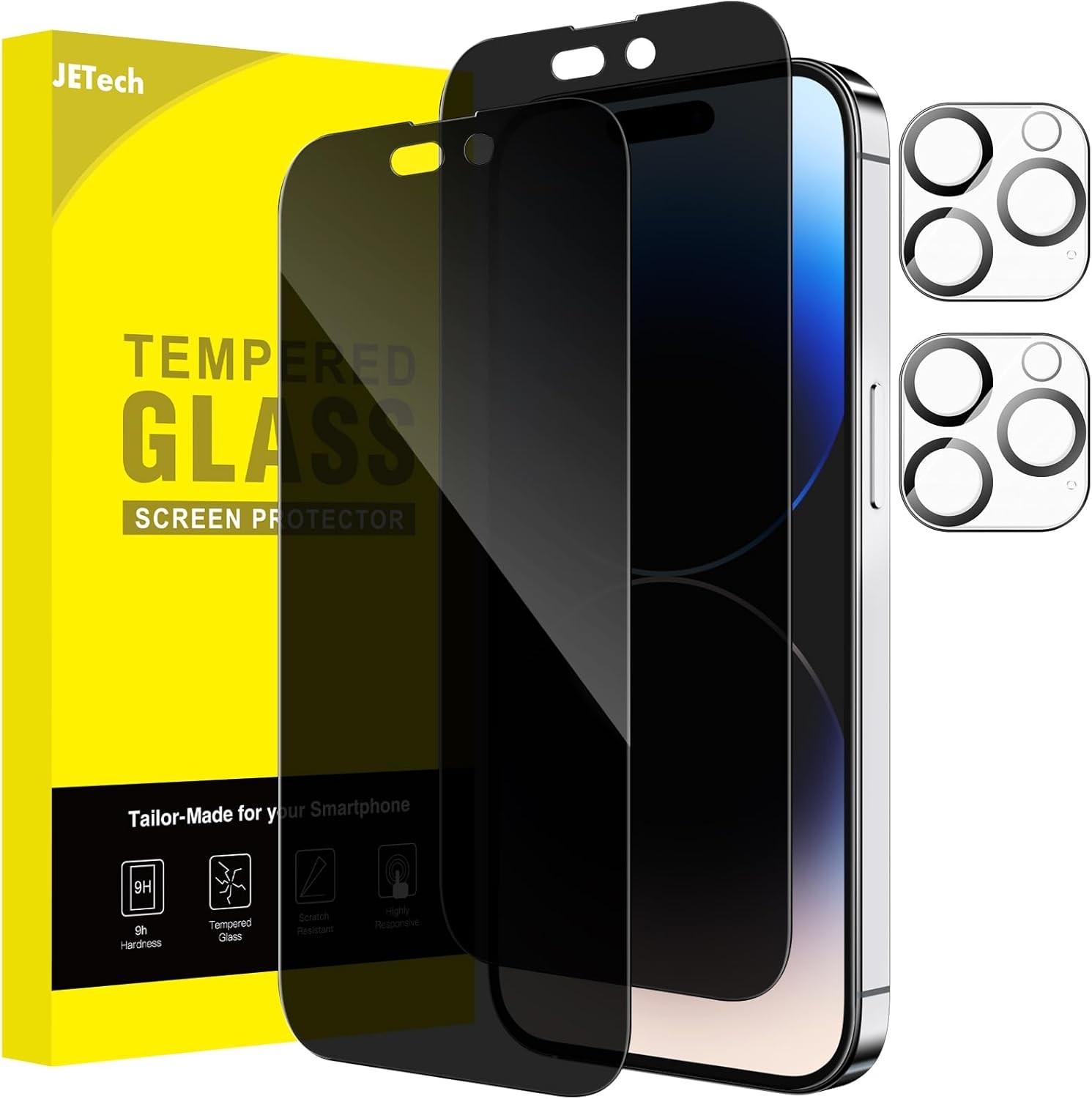 2PCS Privacy Full Coverage Screen Protector & Camera Lens Protector for iPhone 1
