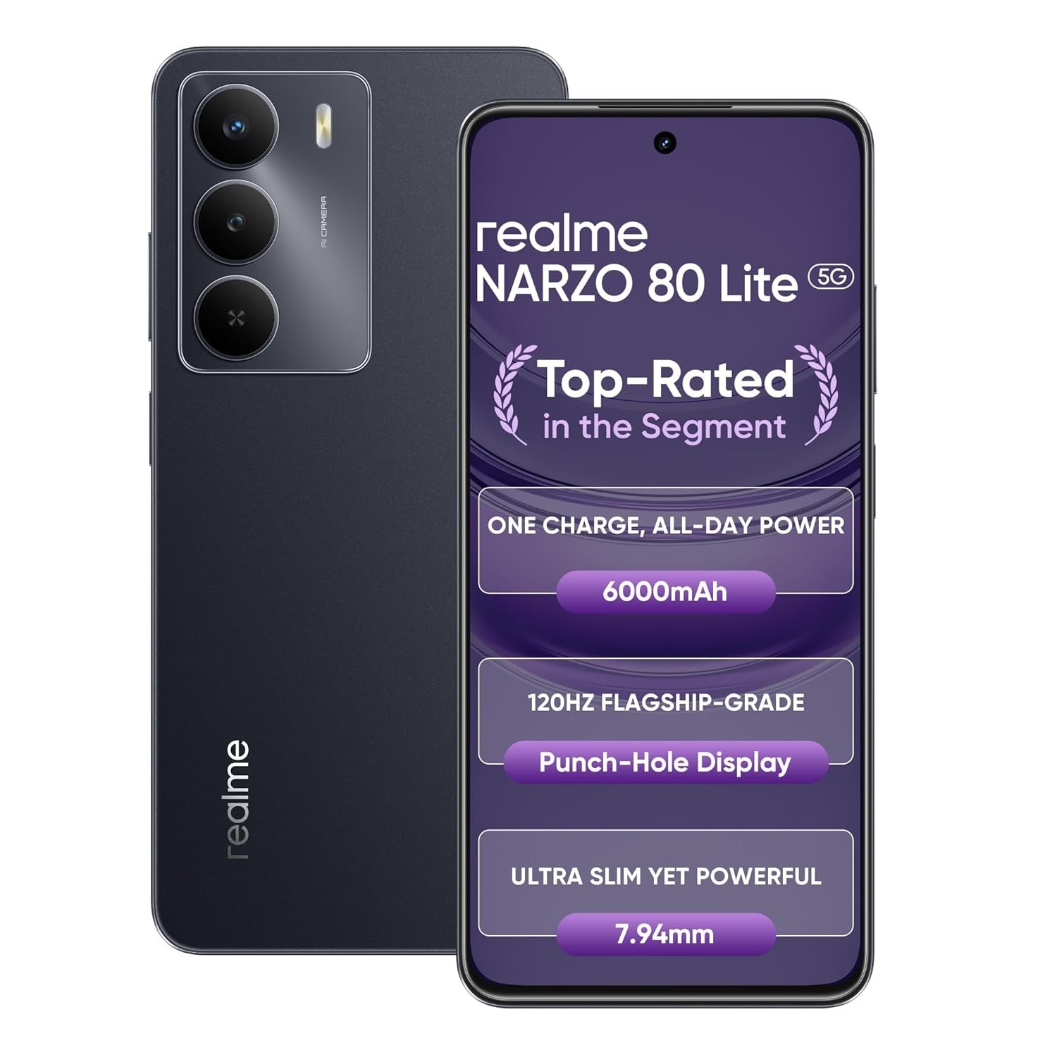 realme Narzo 80 Lite 5G (Onyx Black, 128 GB) (6 GB RAM) (6.67 inch) Display