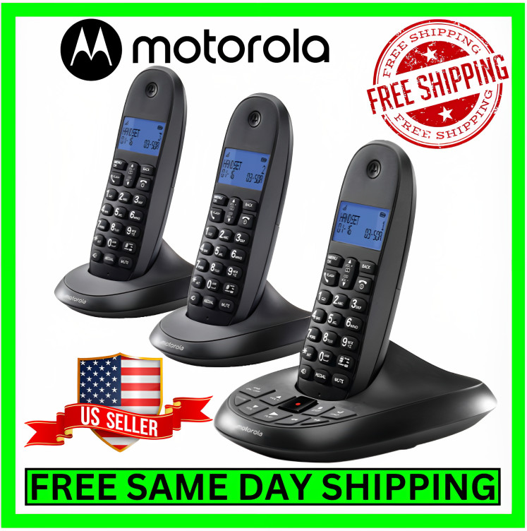 Motorola Cordless Phone System w/ Answering Machine 3-Piece Set Landline Phone