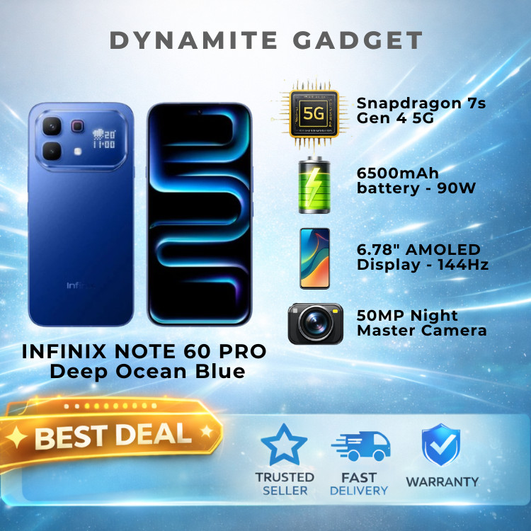 Stock Ready – Infinix NOTE 60 Pro 5G Smartphone 12GB+256GB Deep Ocean Blue