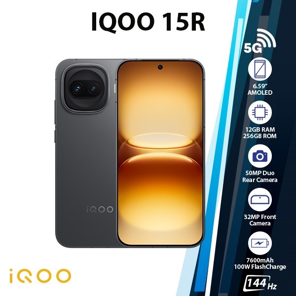 iQOO 15R 5G Android Cell Phone (12GB+256GB/DARK KNIGHT/Unlocked/Dual SIM)