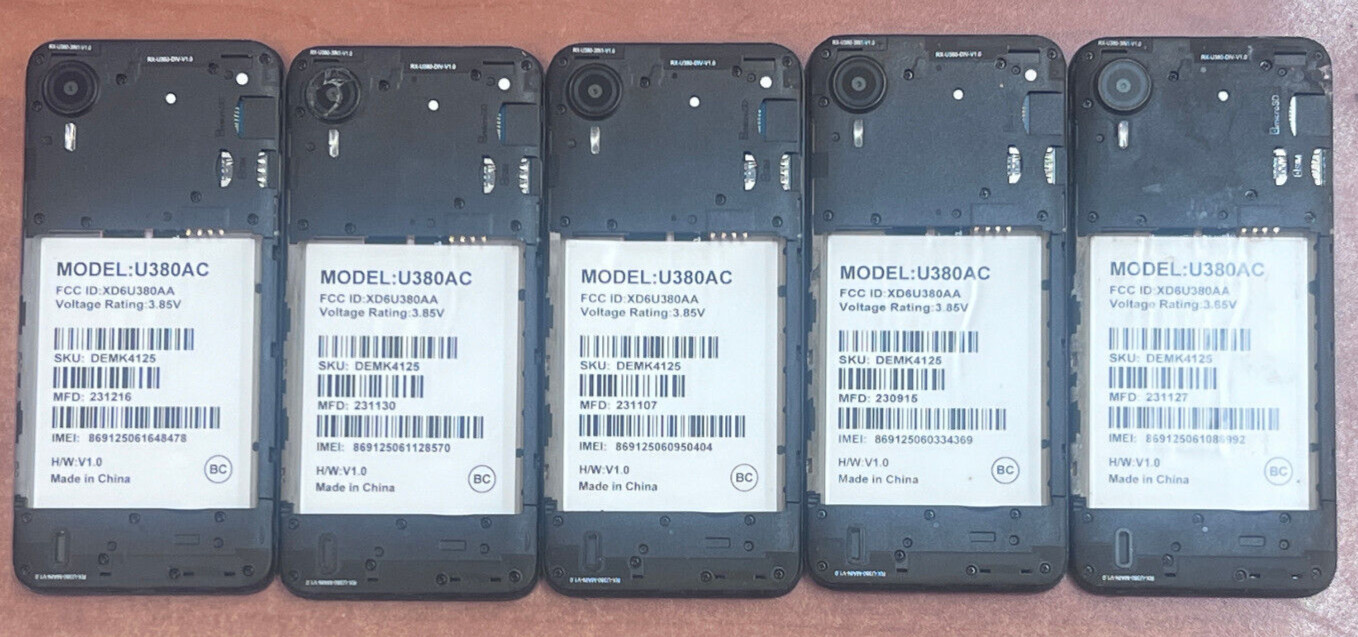 LOT OF 5 x Cricket Debut S2 U380AC 4G LTE Android Smart Phones *CRACKED*