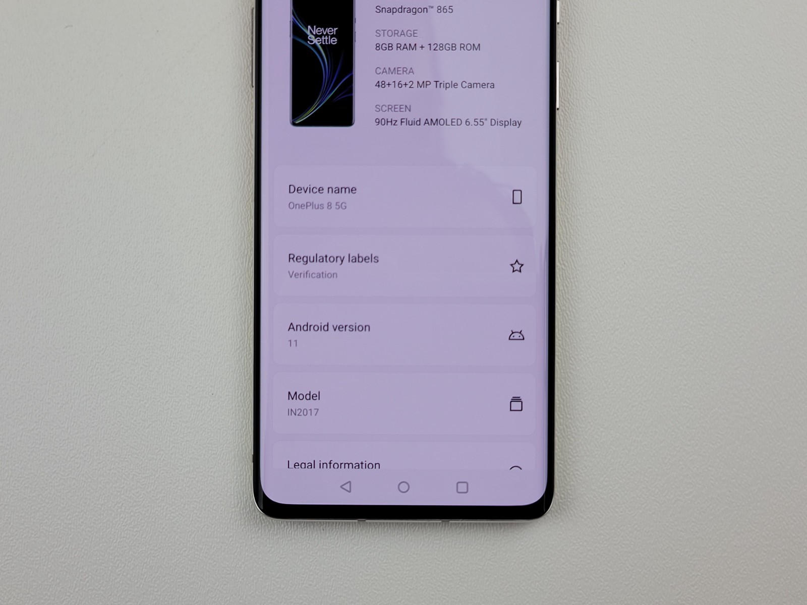 OnePlus 8 5G (IN2017) 128GB – Silver (T-Mobile) Smartphone – Clean IMEI – H7181