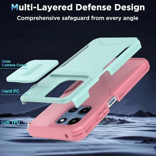 Motorola Moto G 5G 2025/2026 Case, Moto G Play 2026 Case [2 in 1] Cyan/Pink