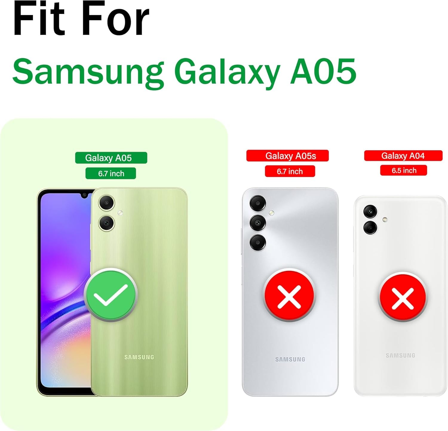 Samsung Galaxy A05 Case with Screen Protector, Slide Camera Cover, 360° Kickstan