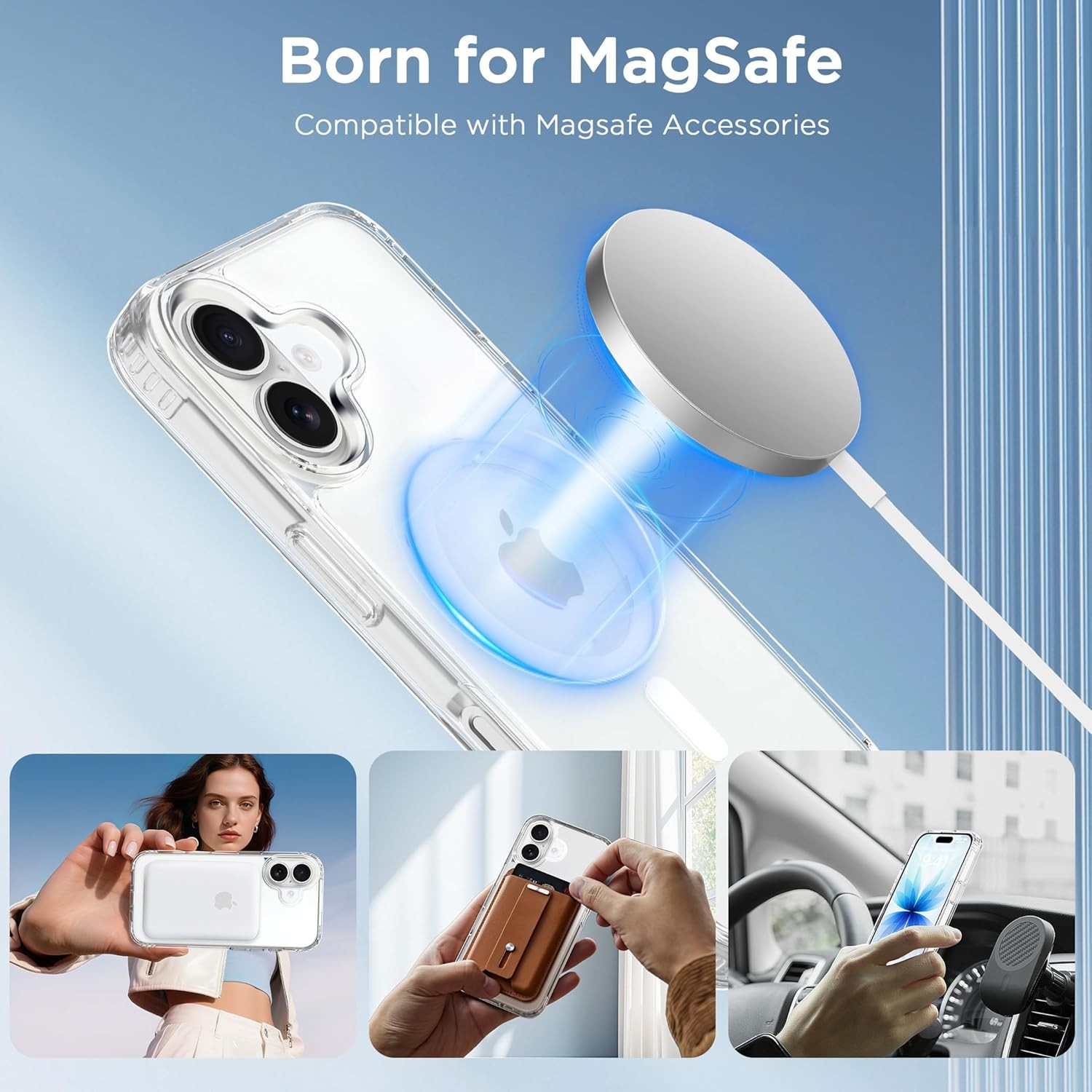 Magnetic Case for iPhone 17 6.3 Inch & Magnetic Car Phone Mount Anti-Scratch Cle