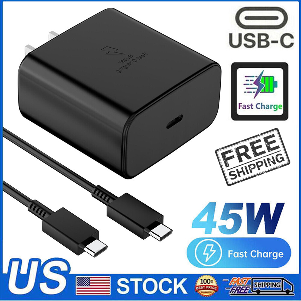 45W Type USB-C Super Fast Wall Charger 6ft Cable for Samsung Galaxy S23 S22 S21✅