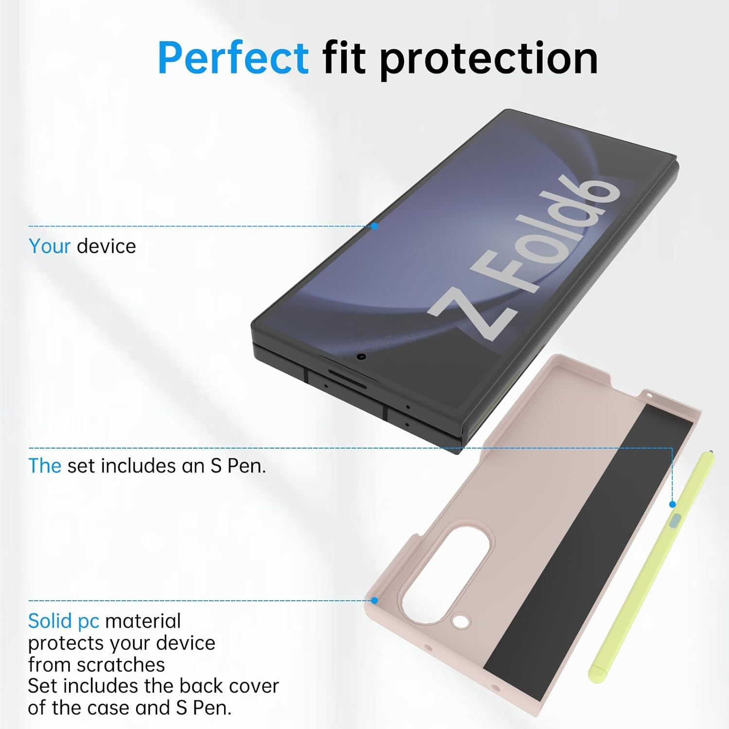 Samsung Galaxy Z Fold 6 Case Back Cover with S Pen, Made from Plastic PC Materia