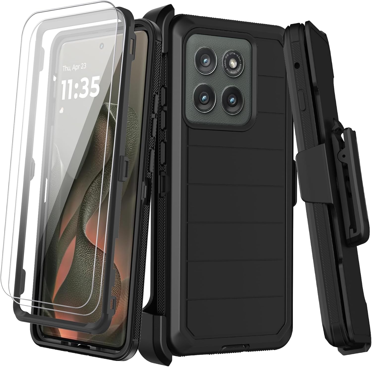 Motorola Moto Edge 5G 2025 Case with Belt Clip Holster, 2X Screen Protector, Rug