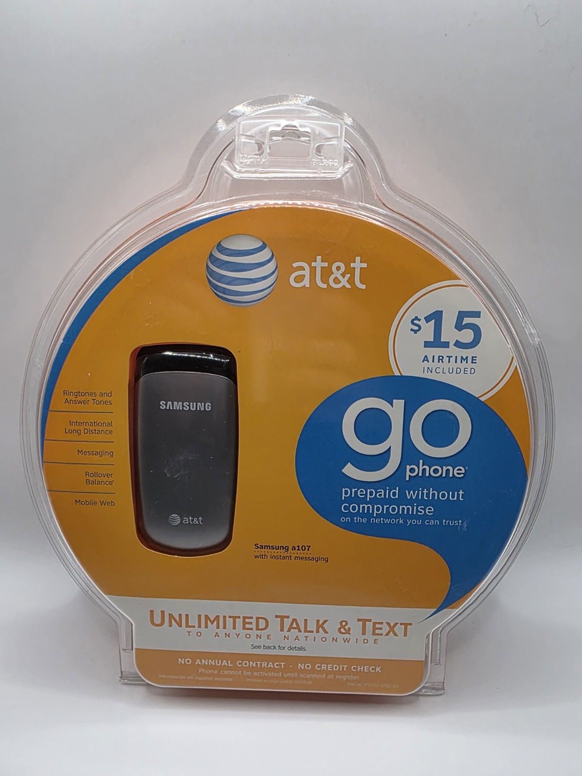 Samsung a107 AT&T Go Phone Sealed Prepaid Cell Phone Vintage 2000s New Package