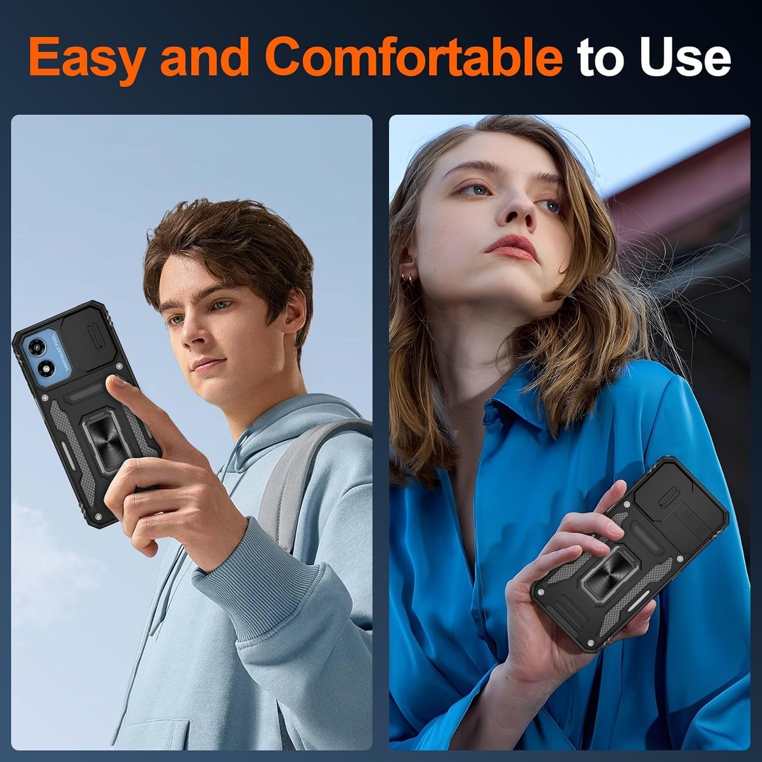 Motorola Moto G Play 2024 Case with [2 Pack] HD Screen Protector & Slide Camera