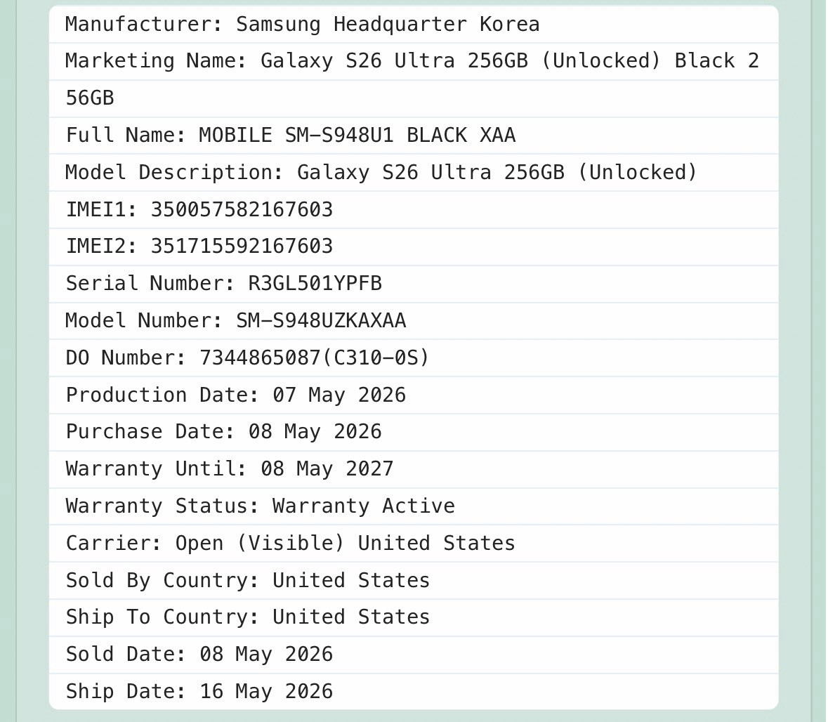Samsung Galaxy S26 Ultra 256GB Unlocked Excellent Condition READ Description A3