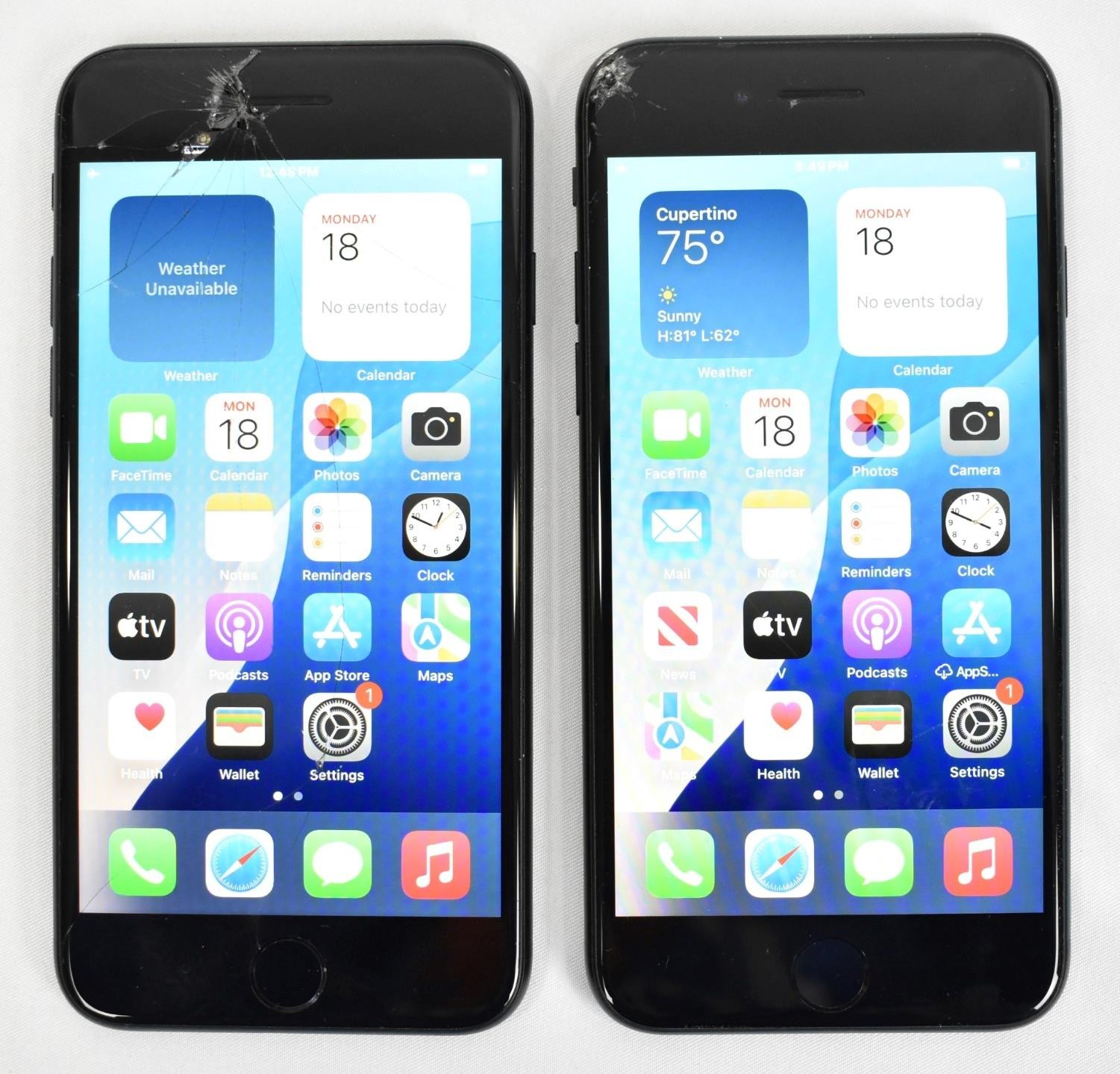 (2) Unlocked Apple iPhone SE 2nd Gen Black 64GB Smartphone MX9K2LL/A For Repair
