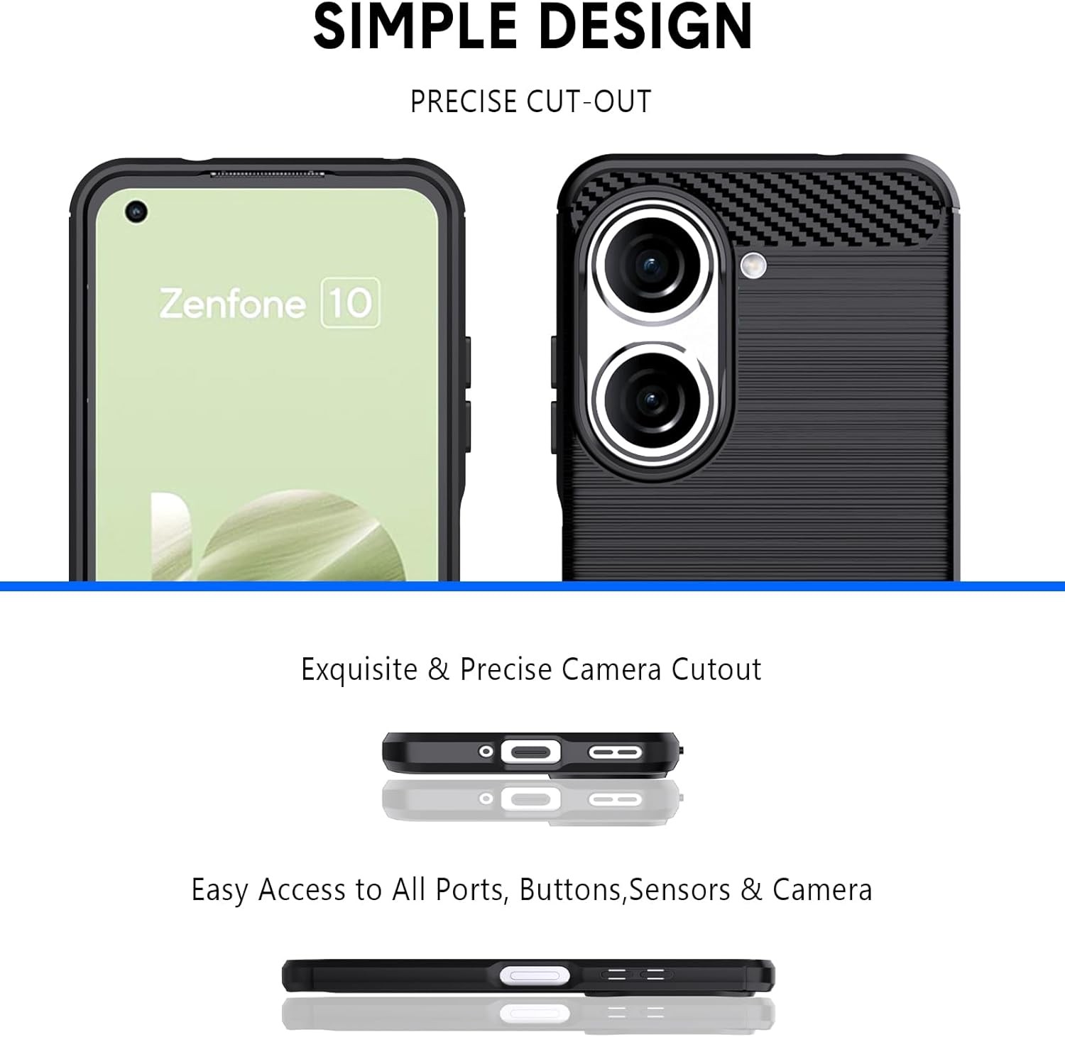 Zenfone 10/9 Case, Flexible TPU with Brushed Texture & Anti-Slip Shockproof Bump