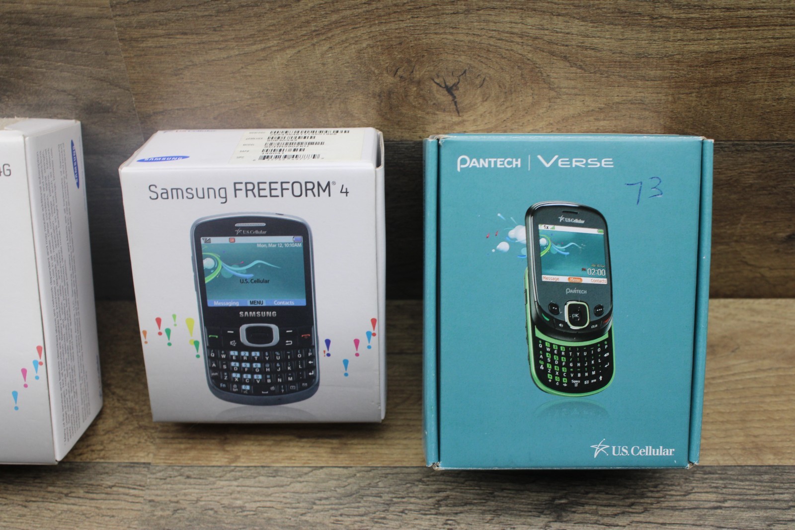 Lot of Vintage Cellphones with Boxes Samsung and Pantech, Untested as is