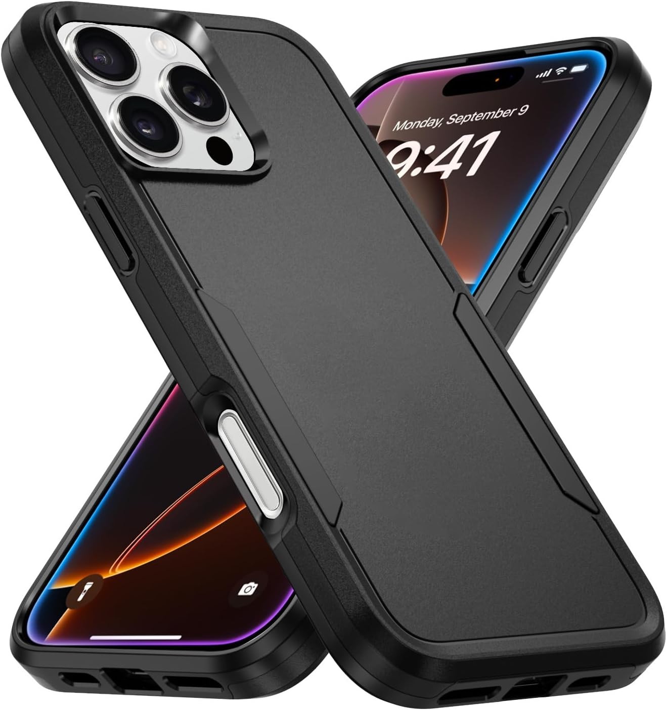 iPhone 16 Pro Max Case Black, Heavy Duty Protection Shockproof Anti-Scratch Cove