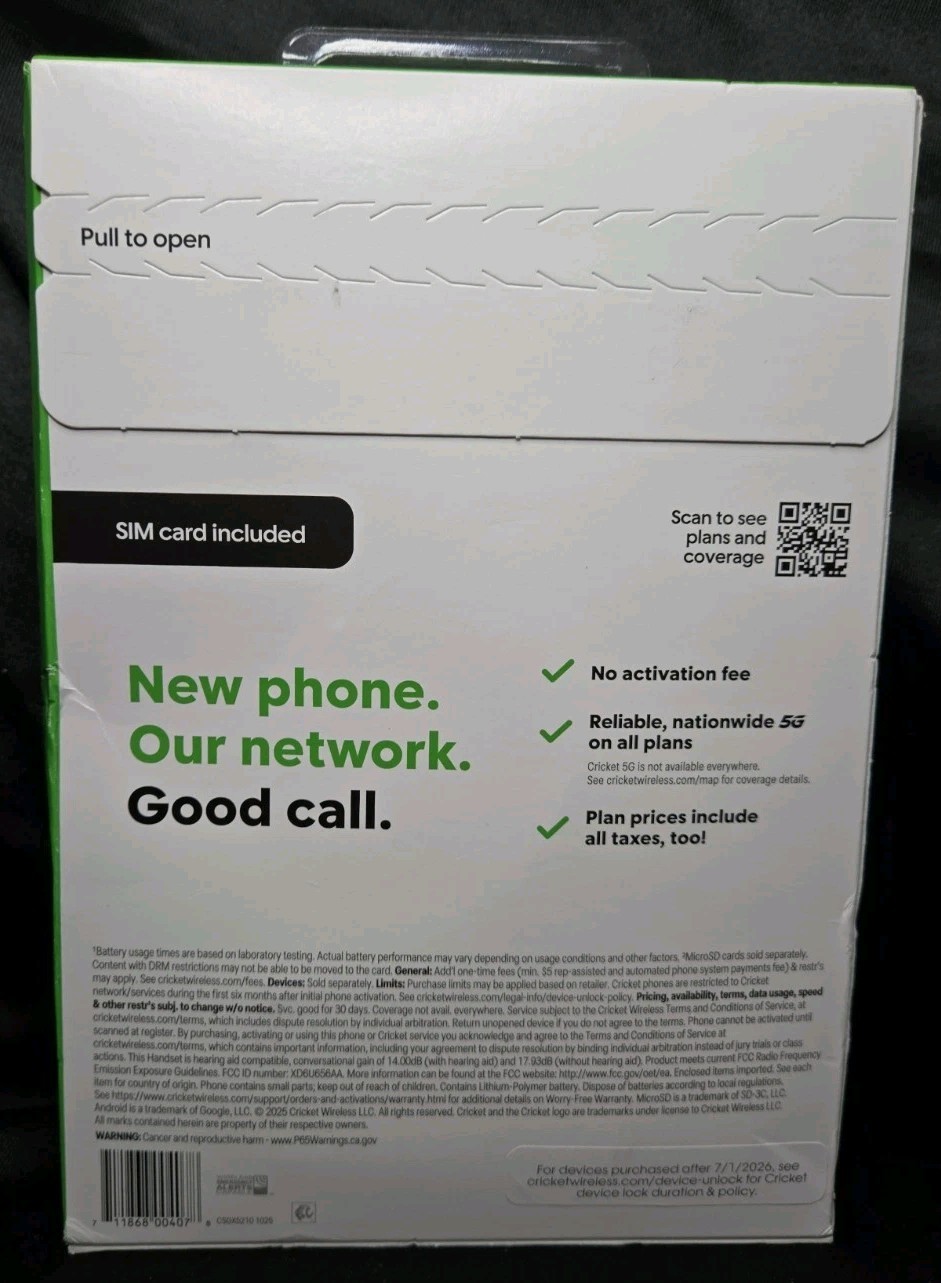 Cricket Wireless Icon 2026 64GB, 4GB RAM (Prepaid) Steel Gray – Brand New Sealed