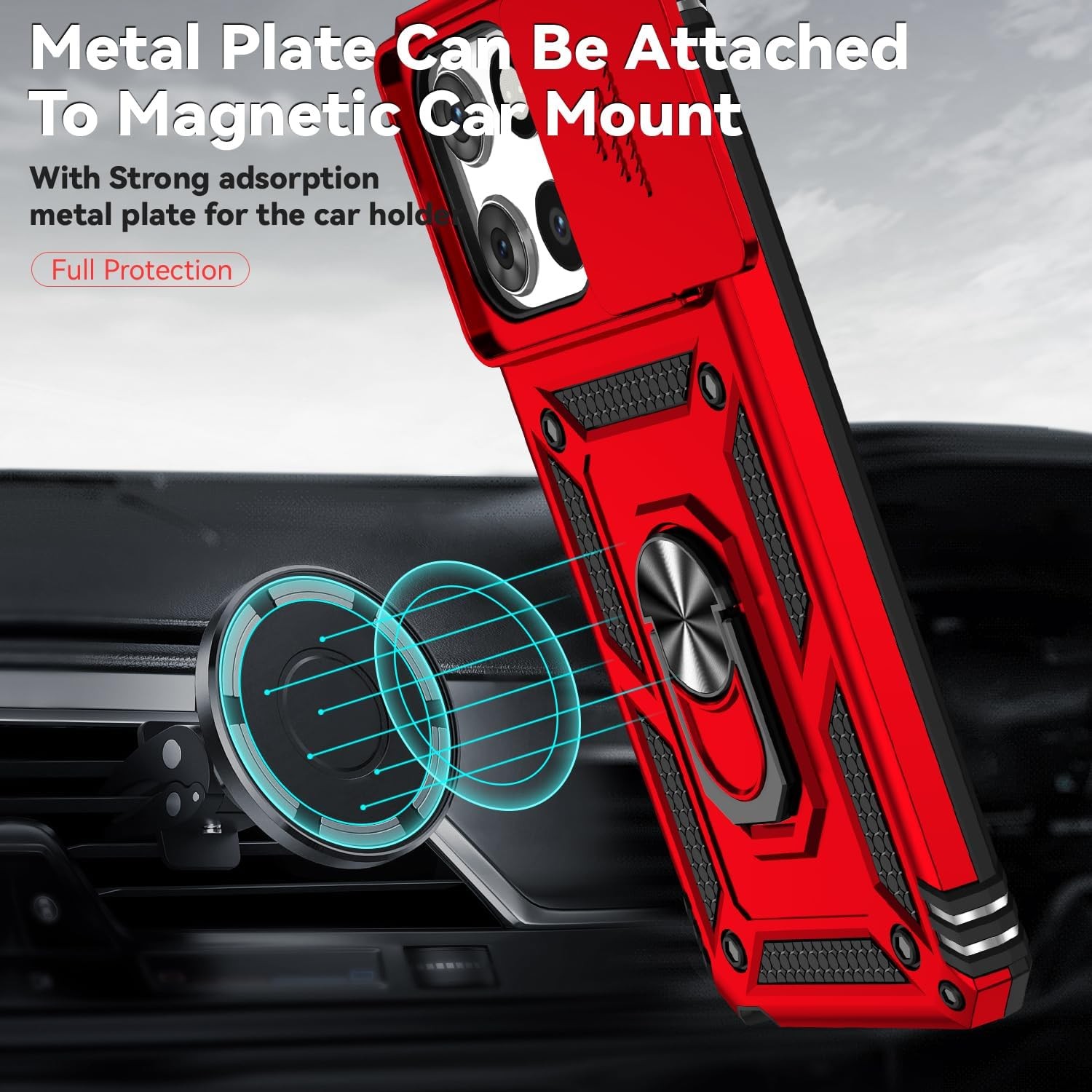 Red Military-Grade Phone Case for Motorola Moto G Stylus 5G 2025/2026 with Kicks