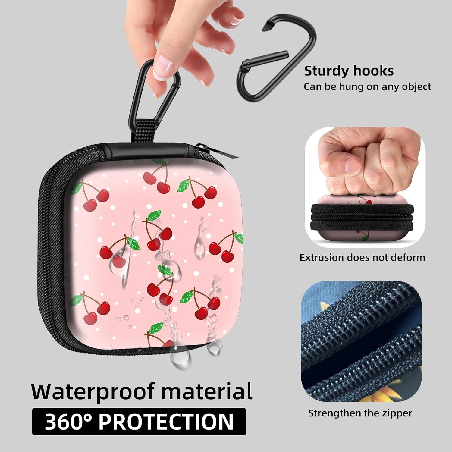 Square Data Cable Earbud Charger Coin Storage Bag Shockproof EVA Material for Ai