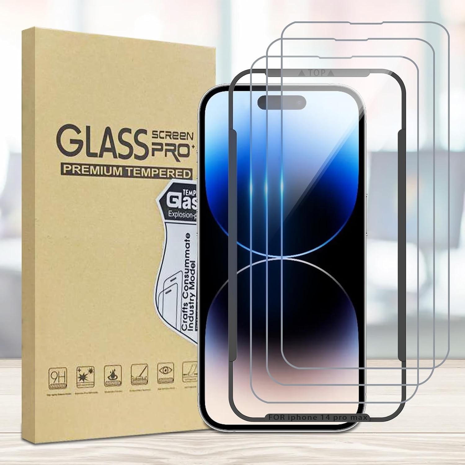 3PCS Screen Protector for iPhone 14 Pro Max 9H Hardness Anti-Scratch Case Friend