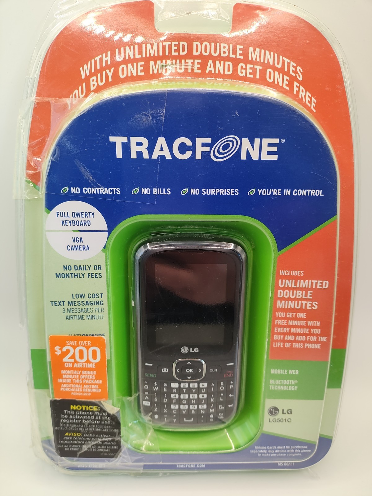 LG 501C Black QWERTY Keyboard Phone TracFone