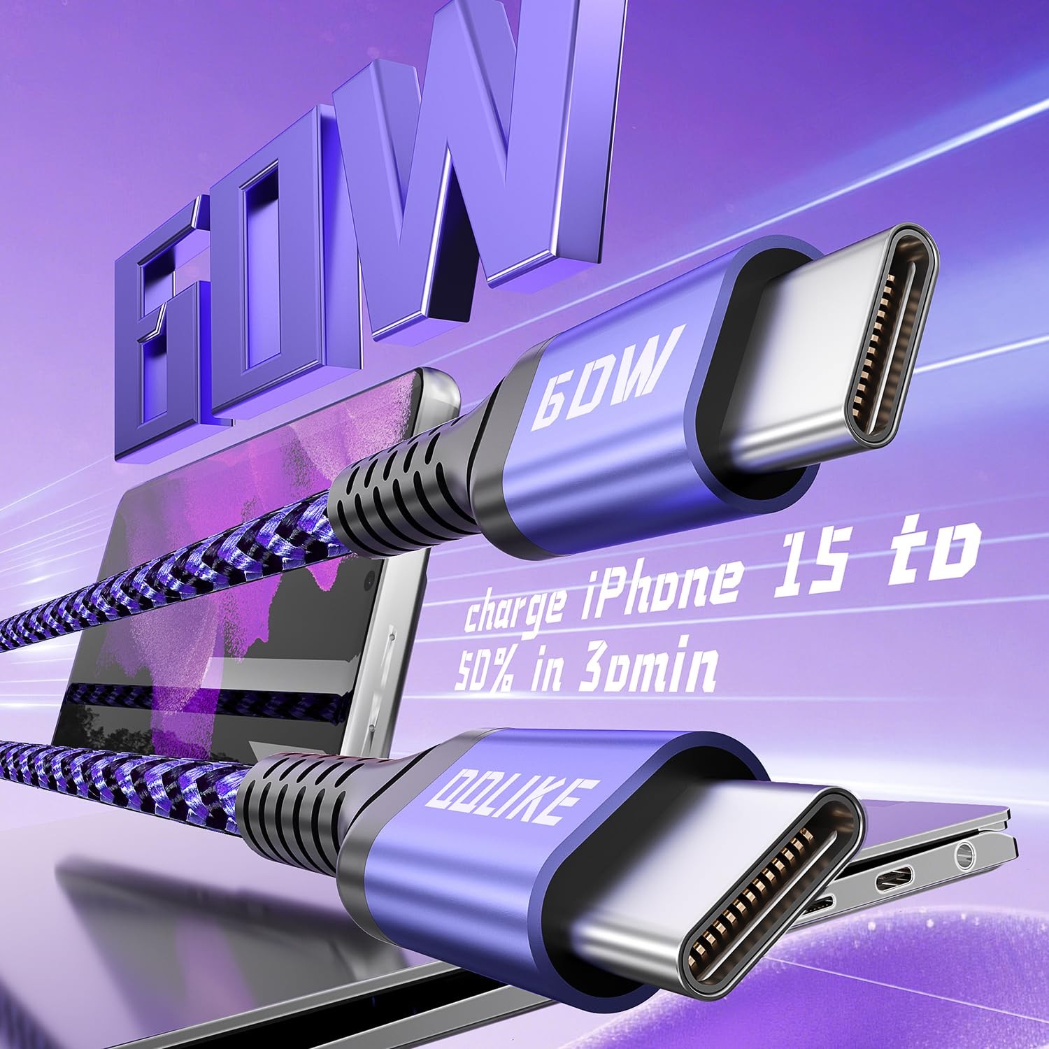 USB C Cable, 5-Pack [3/3/3/6/6FT] USBC to USBC Cables for iPhone 16 15 Pro Max