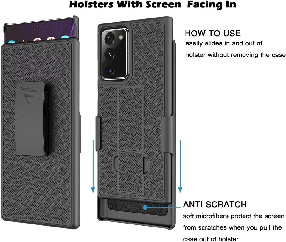 Samsung Galaxy Note 20 5G Case Military Grade Protection Cover Belt Clip-Black