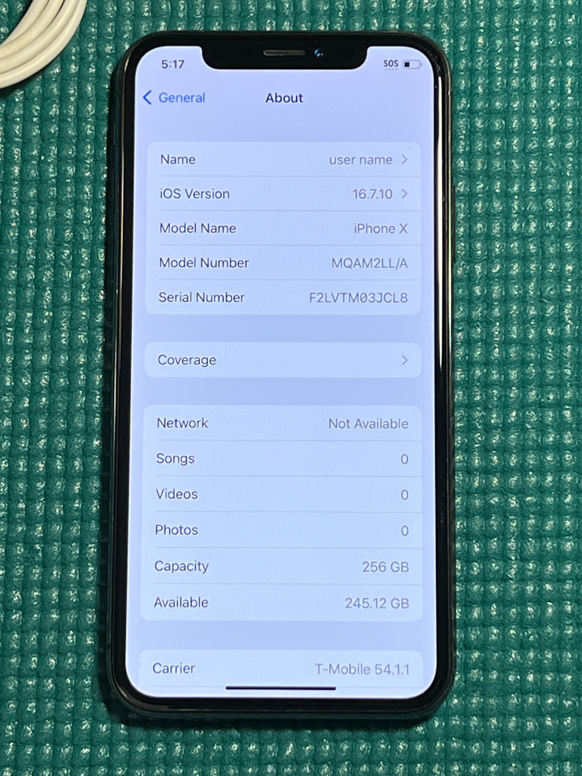 Apple iPhone X – 256GB – Space Gray (Unlocked) A1901 (GSM)