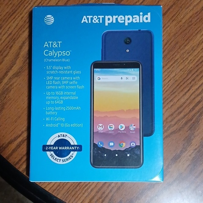AT&T Calypso Chameleon Blue 16GB 5.5″ Android 10 Prepaid Smartphone