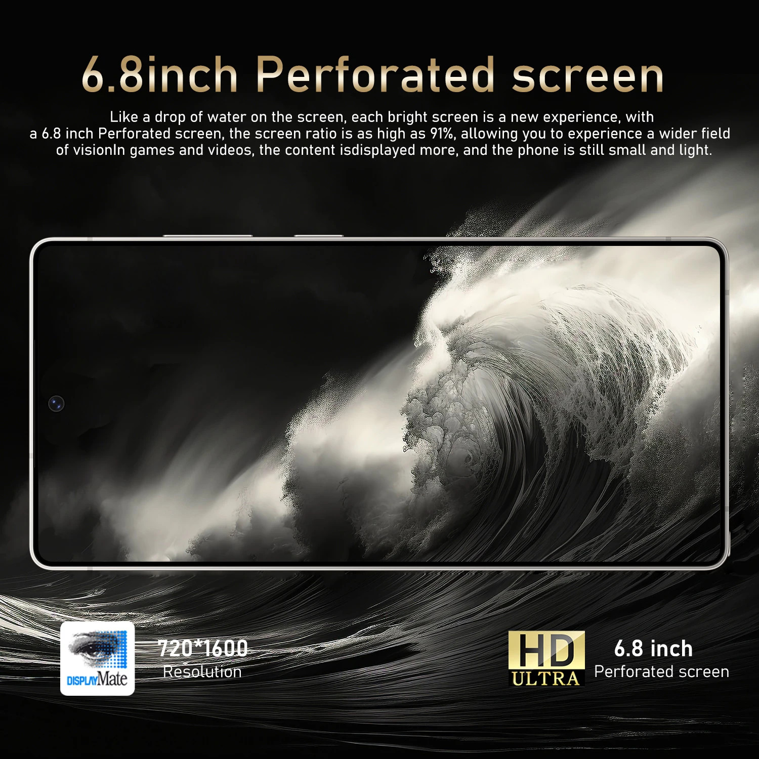 Fuffi-24 Pro,Smartphone Android,6.8 inch, 8GB RAM 256G ROM,Dual SIM,16+32MP Cam